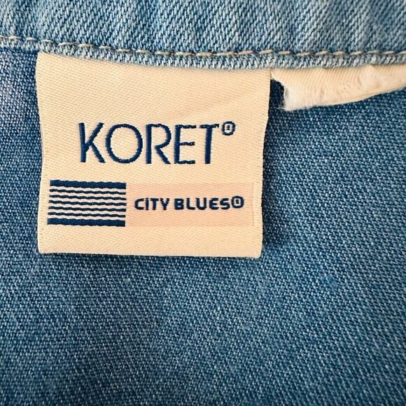 Koret City Blues Palm Tree Blue Chambray Button Top Womens Embroidered Large? - Picture 6 of 7